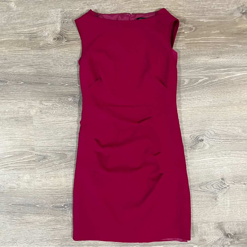 Rickie Freeman Teri Jon Midi Fuchsia Dress